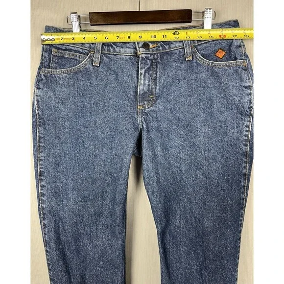Wrangler FR Jeans Womens 11x34 Workwear Western Mid Wash Cotton Denim Cowgirl - Picture 10 of 13